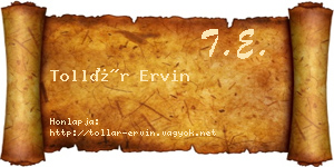 Tollár Ervin névjegykártya